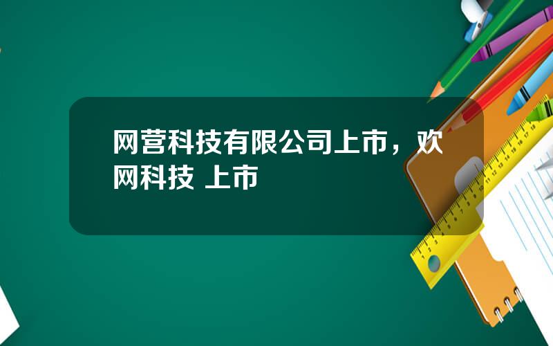 网营科技有限公司上市，欢网科技 上市